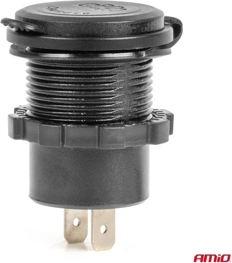 AMiO Зарядно за кола Бързо Зареждане с Портове: 1xUSB 2xType-C Черен Цвят
