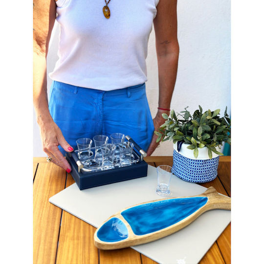Marine Business Tray Shot Glasses Beige Δίσκος Ποτηροθήκες