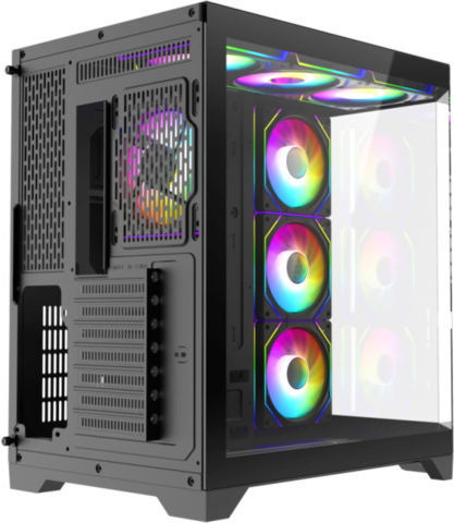 GameMax HYPE-A Геймърско бюро Midi Tower Компютърна кутия със страничен прозорец Черен