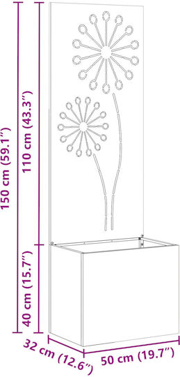 vidaXL Ghiveci Metal Alb 50x140x140cm.