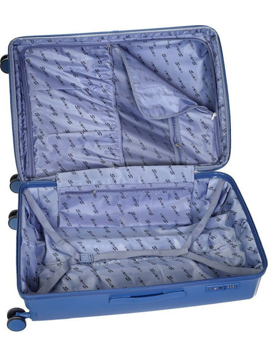 Stelxis Μεσαία Βαλίτσα Ταξιδίου Blue με 4 Ρόδες
