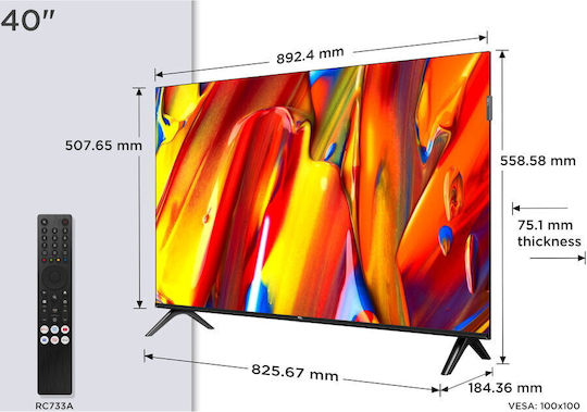 TCL Smart Τηλεόραση 40" Full HD QLED 40V5C HDR (2025)