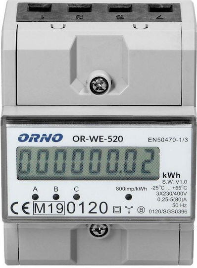 Orno Kilowatt Hour Meter Electric Panel Digital Rail Three-phase OR-WE-520