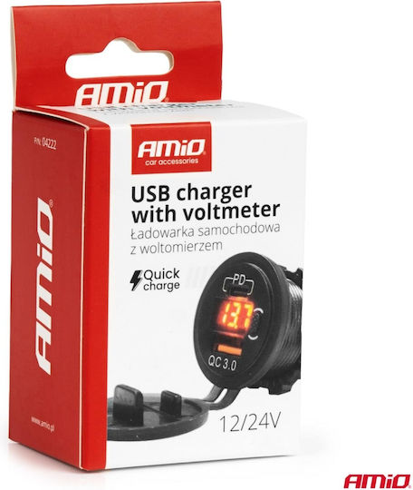 AMiO Car Cigarette Lighter Adapter 12V - 24V