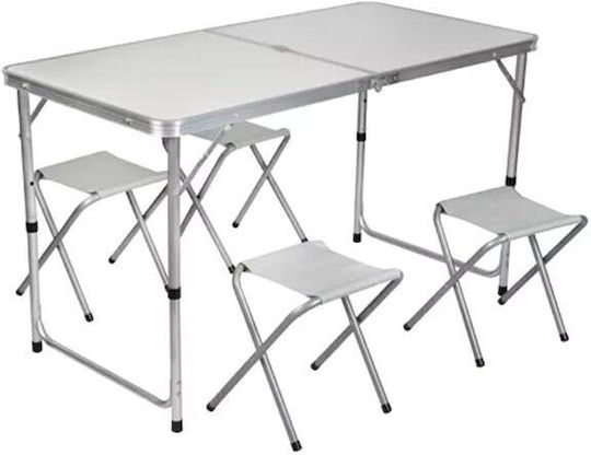 Trizand Aluminum Table Set for Camping Foldable in Case White