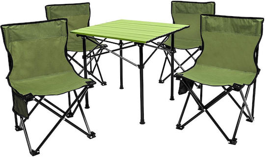 Royokamp Aluminum Table Set for Camping Foldable Green