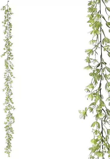 Dekorative Grün-Girlande mit weißen Blumen 150 cm 00-40003-2