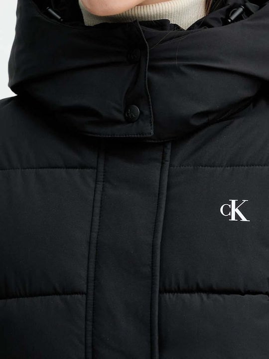 Women's Short Puffer Jacket for Winter with Hood Black
