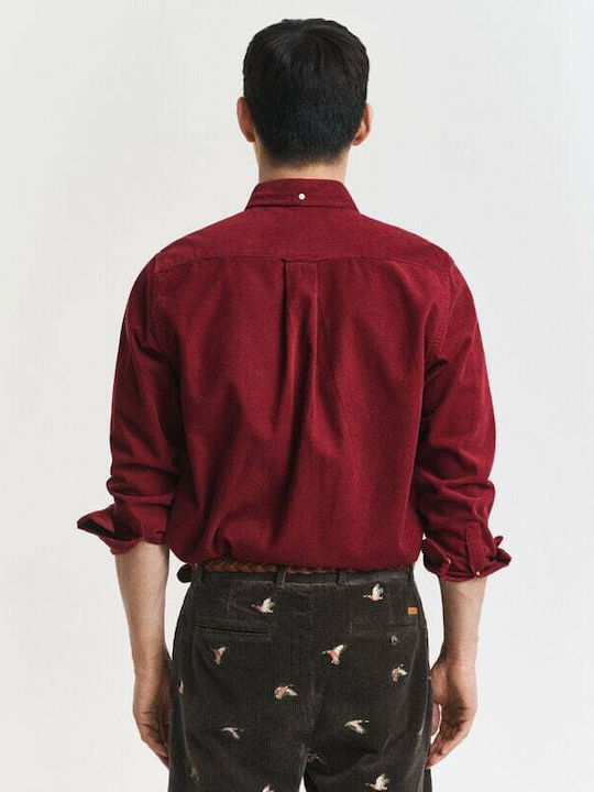 Long-sleeved Corduroy Shirt Bordeaux