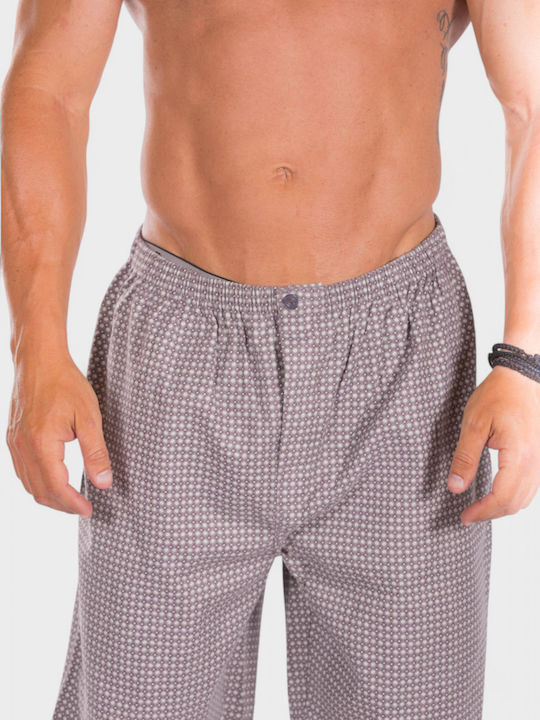 Men's Classic Pyjama Buttons Pockets Gray Collection Cl26101-4-Gray