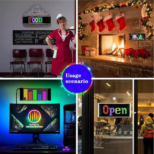 Flexible LED Sign RGB Bluetooth Animated Images Text via App LED Matrix Panel 12x59.5cm OEM