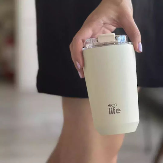 Ecolife Glass Thermos Stainless Steel / Aluminum / Plastic BPA Free 360ml Pure Cream