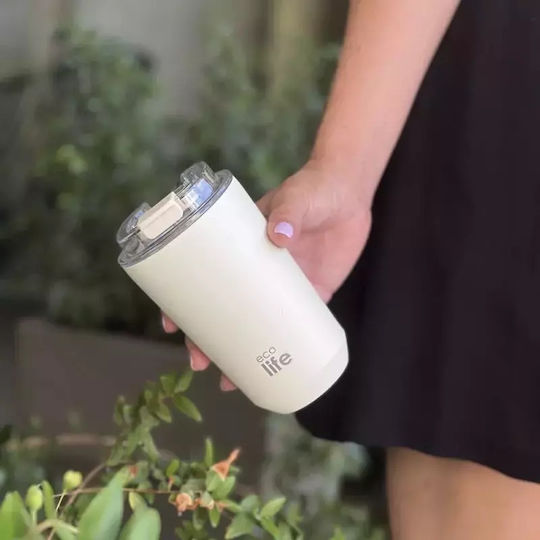 Ecolife Glass Thermos Stainless Steel / Aluminum / Plastic BPA Free 360ml Pure Cream