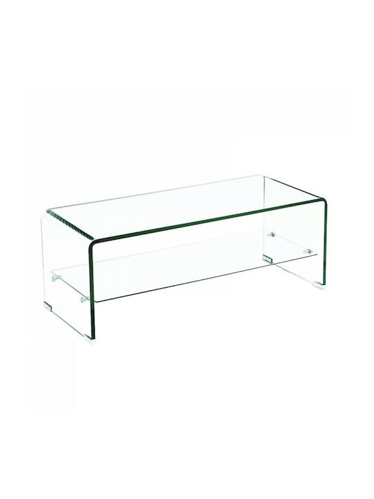 Ορθογώνιο Κεντρικό Τραπεζάκι Glasser Clear Γυάλινο Διάφανο Μ100xΠ50xΥ43εκ.