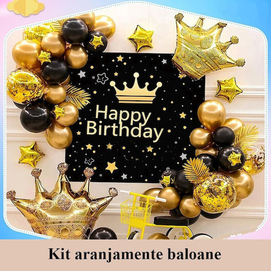 Compoziție cu 53 Baloane Latex Negre Jumbo 70buc