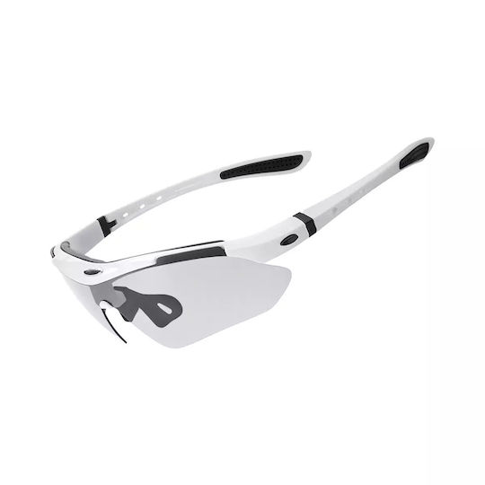 Rockbros Cycling Glasses with White Frame & Polarized / Transparent Lenses