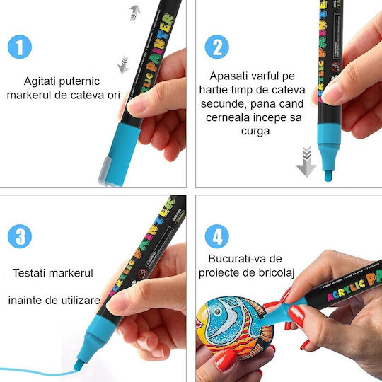 Ανεξίτηλοι Μαρκαδόροι 5mm Σετ 12 χρώματα