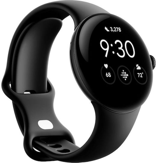 Google Pixel Watch Stainless Steel 41mm με Παλμογράφο (Matte Black case/Obsidian Active band)