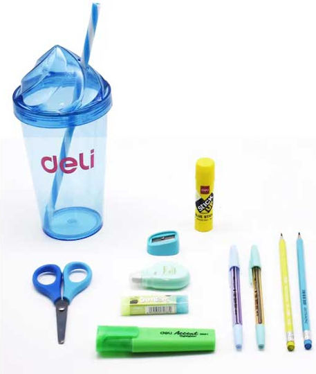 Plastic Cup Deli Filled 10 Pieces Various Promo Back To School Blue
