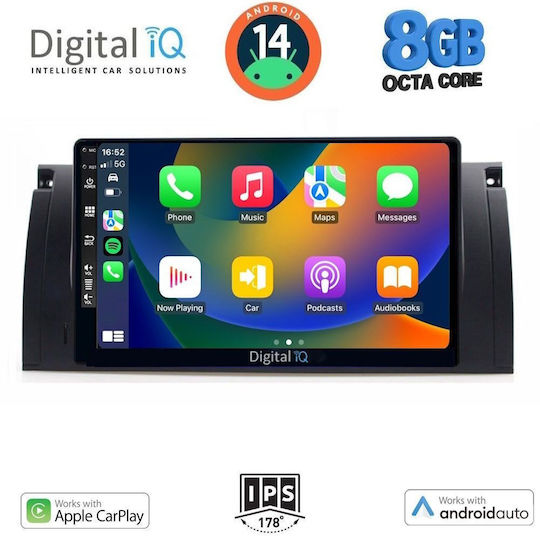 Digital IQ Car Audio System for BMW X5 1997-2005 (Bluetooth/USB/AUX/WiFi/GPS/Apple-Carplay/Android-Auto) with Touch Screen 8"