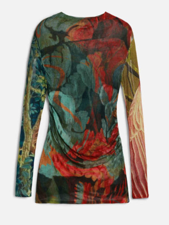 Knitwear Γυναικεία Μπλούζα Μακρυμάνικη Ζιβάγκο Floral Πολύχρωμη