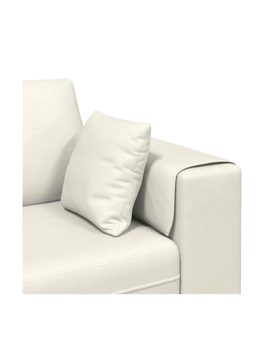 Four Seater Velvet Couch Cream with Decorative Pillows 250x77x76 cm