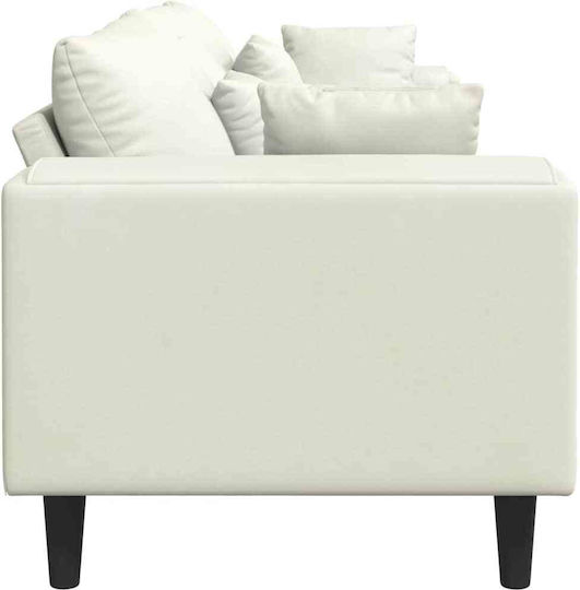 Vier Sitzer Samt Sofa Creme mit Dekokissen 250x77x76cm