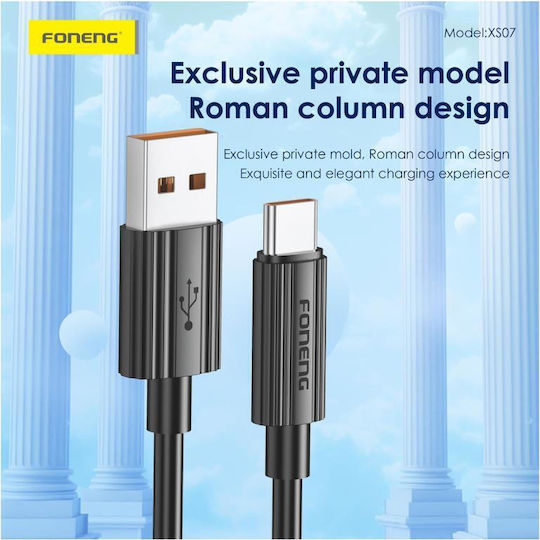 Foneng USB-A to Lightning Cable 12W Μαύρο 1.2m