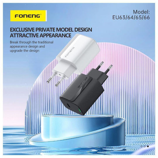 Foneng Φορτιστής Χωρίς Καλώδιο με 2 Θύρες USB-A 12W Λευκός (EU63)