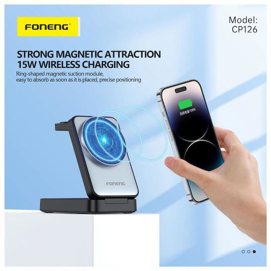 Foneng Încărcător Wireless (Qi Pad) 15W Negruς (CP126)