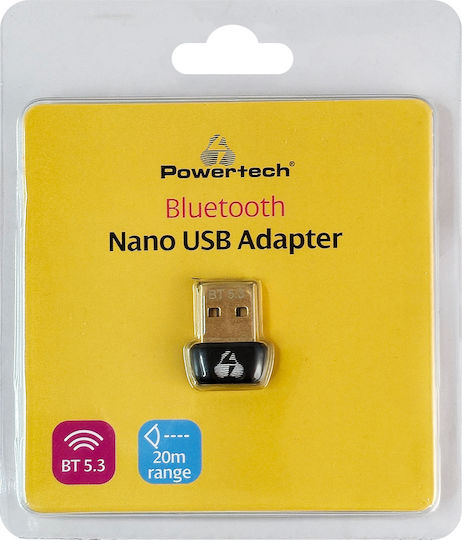 Powertech USB Bluetooth 5.3 Адаптер с Обхват 20м Сив (PT-1451)
