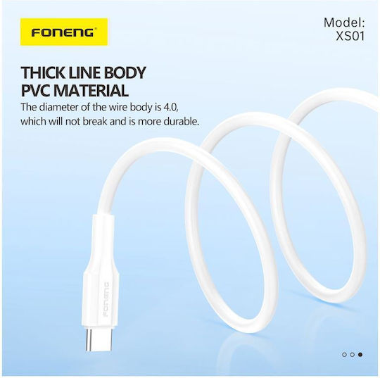 Foneng Regular la Cablu Lightning 12W Alb 1m