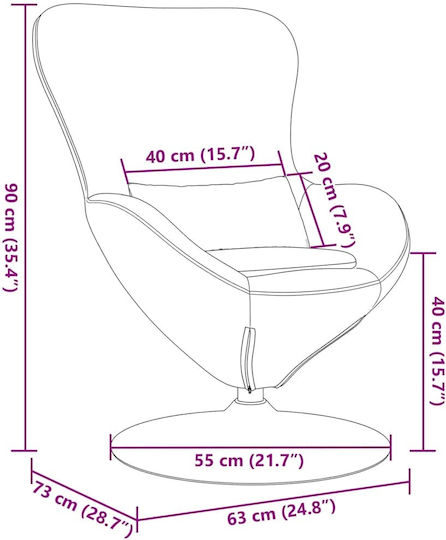 Rotativ Catifelat Burgundia 63x73x90cm