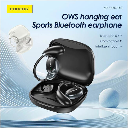 Foneng BL160 Offenes Ohr Bluetooth-Freisprecheinrichtung Kopfhörer mit Schweißresistenz und Ladeetui Schwarz