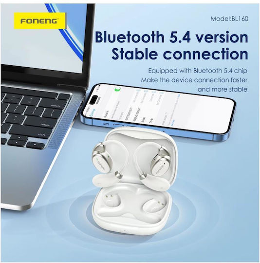 Foneng BL160 Offenes Ohr Bluetooth-Freisprecheinrichtung Kopfhörer mit Schweißresistenz und Ladeetui Schwarz