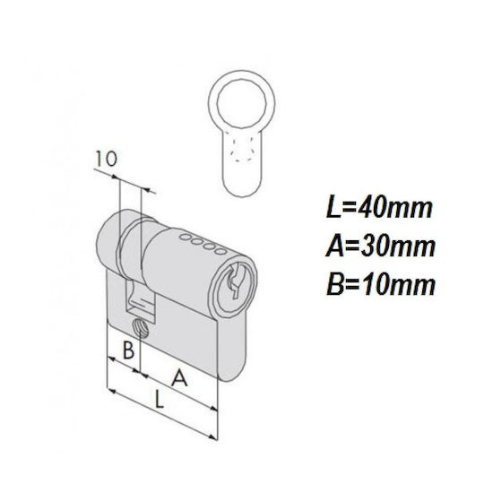 Lock Cylinder Half with 3 Keys