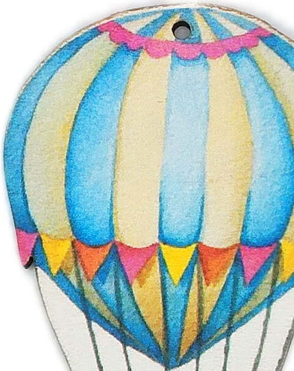 Wooden Decoration Balloon Print 70mm 1pcs 14-03