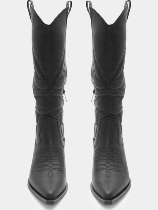 Damenstiefel Cowboy mit Mittelabsatz in Schwarz
