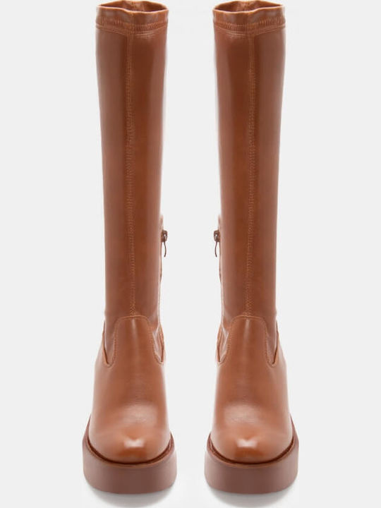 Damenstiefel mit hohem Absatz Braun