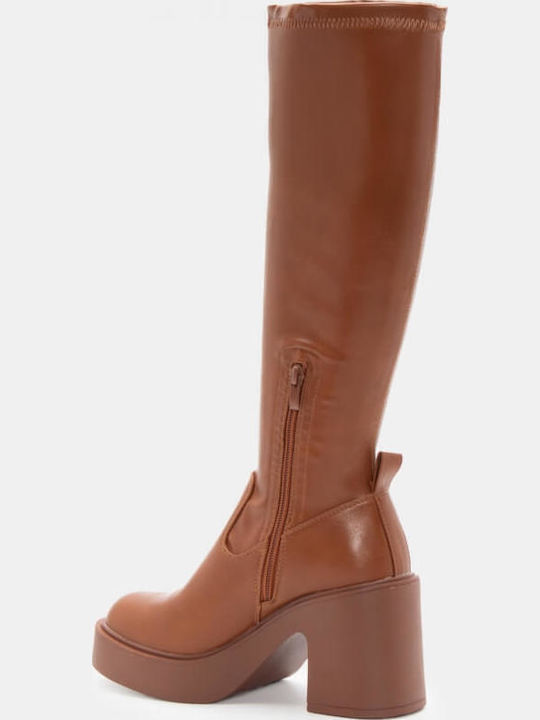 Damenstiefel mit hohem Absatz Braun