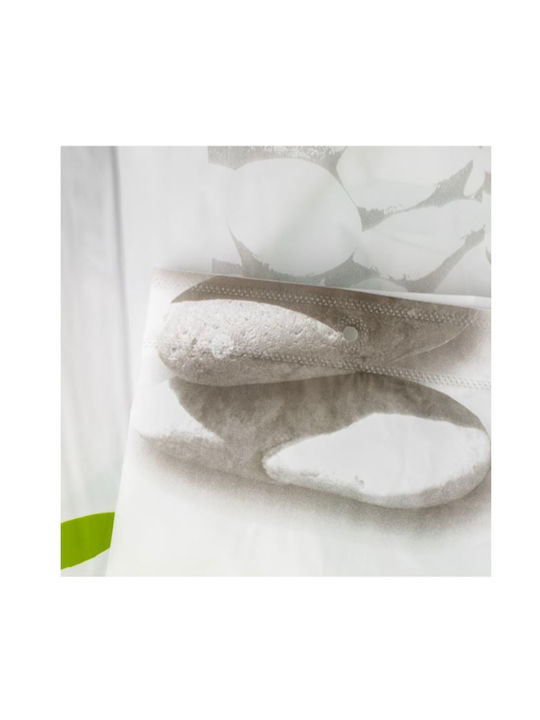 Shower Curtain 180x180cm White Pebbles Bamboo Branches