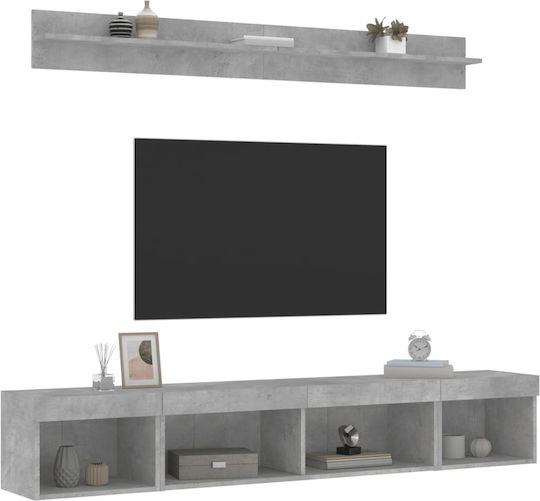 Wohnzimmer TV-Einheit Γκρι Σκυρ mit Beleuchtung