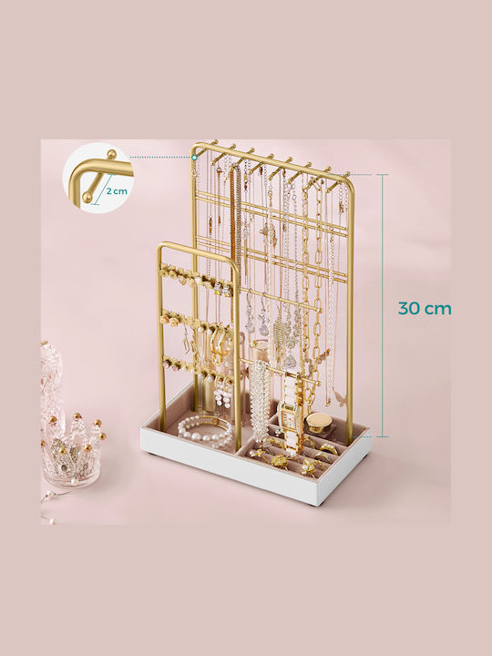 Songmics Σταντ Κοσμημάτων Μεταλλικό Χρυσό 19.6x11.5x30.8cm