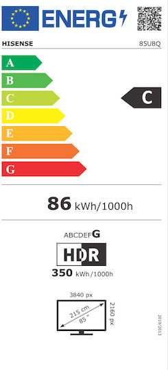 Hisense Smart Τηλεόραση 85" 4K UHD LED 85U8Q (2025)