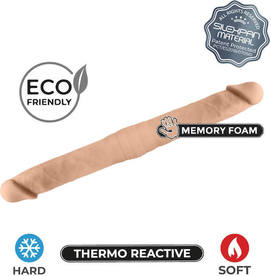 SilexD Memory Silicone Double Dong S Size Glass Dildo Flesh 38.5cm