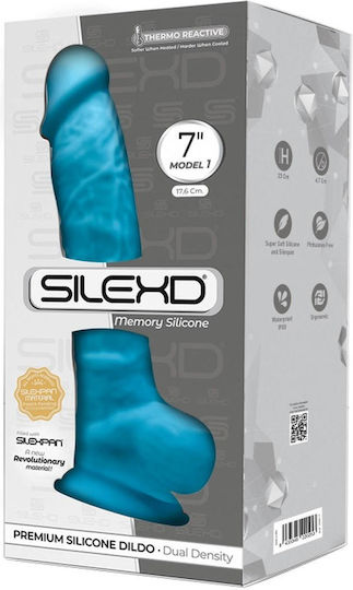 SilexD Dual Density Model 1 Ρεαλιστικό Dildo με Όρχεις και Βεντούζα Blue 17.5cm