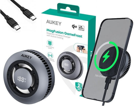 Aukey Ασύρματος Φορτιστής Qi2 15W Γκρι (LC-G10 MagFusion)