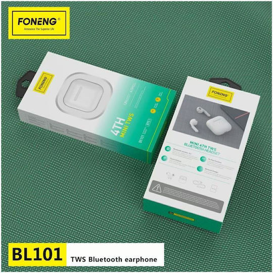 Foneng BL101 Earbud Bluetooth Handsfree Căști cu Carcasă de Încărcare Alb