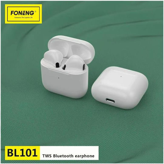 Foneng BL101 Earbud Bluetooth Handsfree Căști cu Carcasă de Încărcare Alb