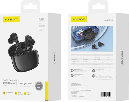 Foneng BL152 In-Ear Bluetooth-Freisprecheinrichtung Kopfhörer mit Ladeetui Schwarz